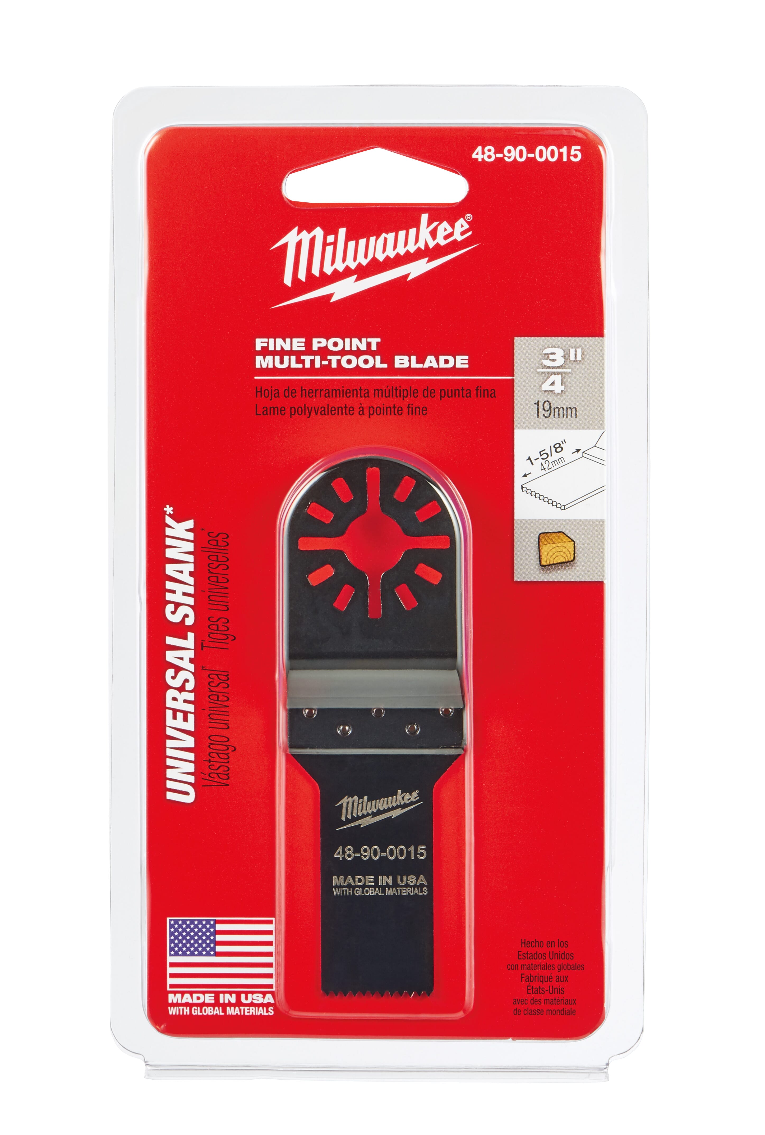 Milwaukee® 48-90-0015 Multi-Tool Blade, For Use With Oscillating Tool, 3/4 in Dia Cutting, High Carbon Steel